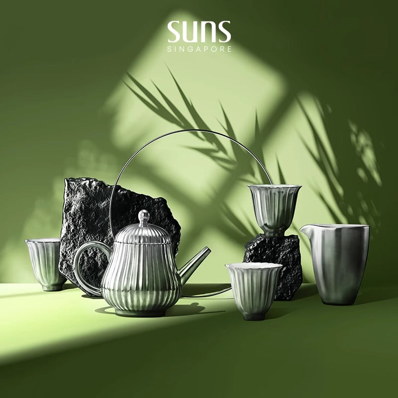 Handmade Silver Glaze Lotus Leaf Kungfu Tea Pot