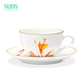 Orange Twin Flower - Cup and Saucer