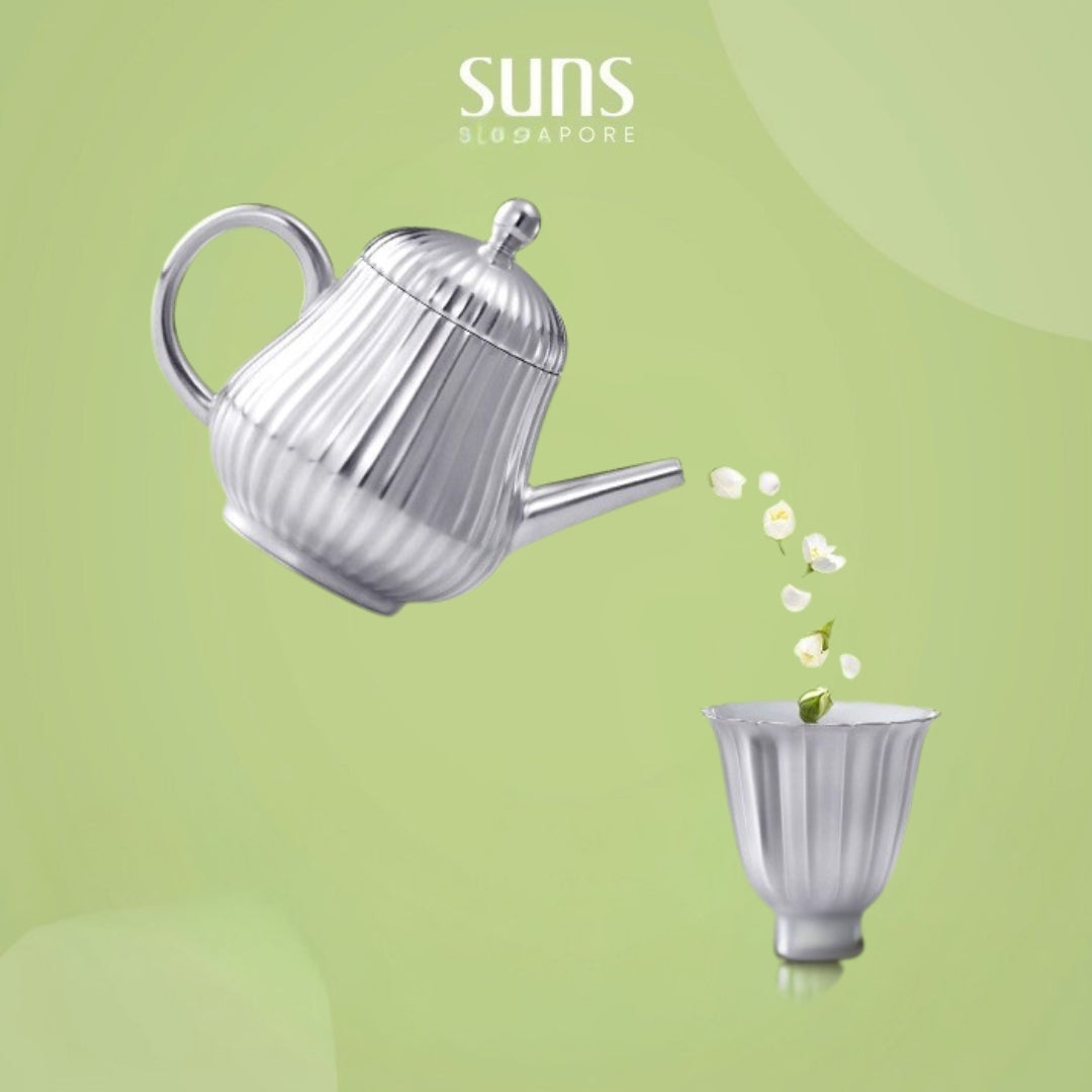 Handmade Silver Glaze Lotus Leaf Kungfu Tea Pot